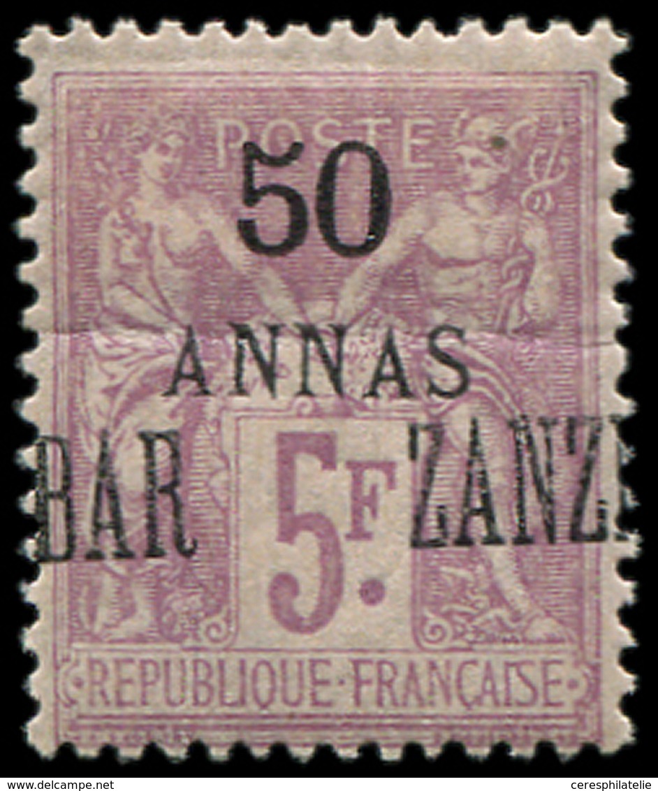 * ZANZIBAR 31 : 50a. Sur 5f. Lilas, Surcharge A CHEVAL, TB - Unused Stamps