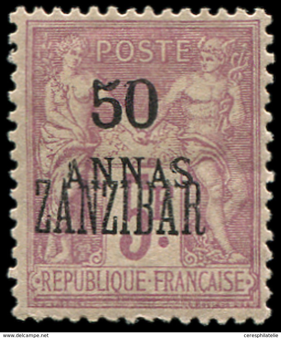 * ZANZIBAR 31 : 50a. Sur 5f. Lilas + Variété De Surcharge, TB - Unused Stamps