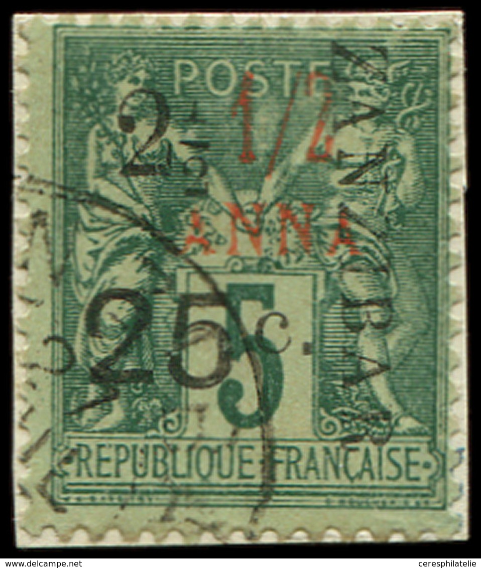 ZANZIBAR 32 : 2 1/2 Et 25c. Sur 1/2a. (rouge) Sur 5c. Vert Obl., TB, Cote Maury - Unused Stamps