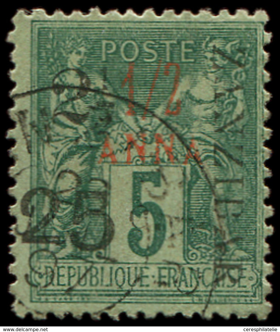 ZANZIBAR 32h : 2 1/2 Et 25c. Sur 1/2a. (rouge) Sur 5c. Vert, T IX, Obl. Tirage 96, TB, Cote Maury - Unused Stamps