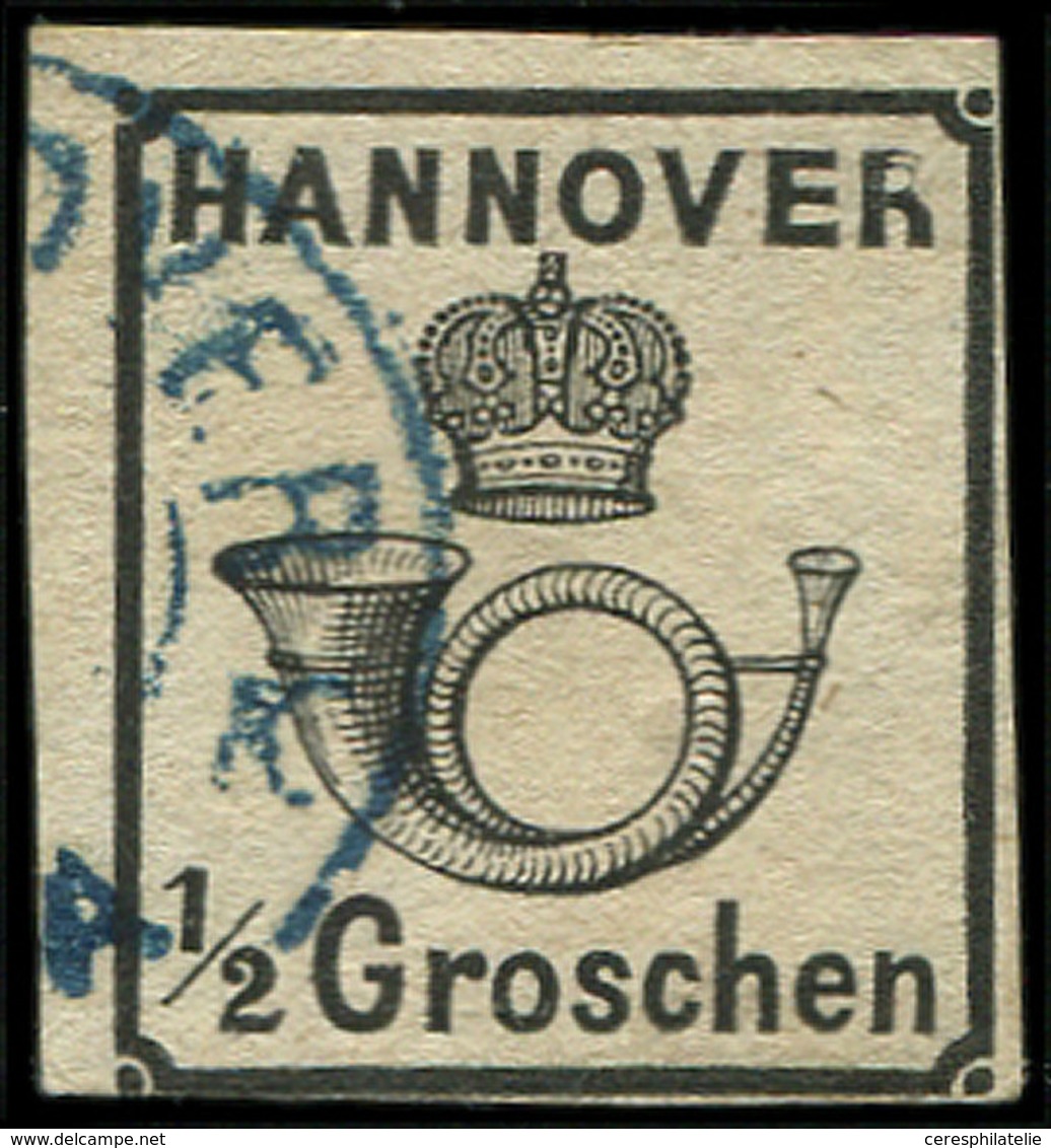 ALLEMAGNE (ANCIENS ETATS) HANOVRE 16 : 1/2g. Noir, Obl., Petit Pelurage, TB - Hannover