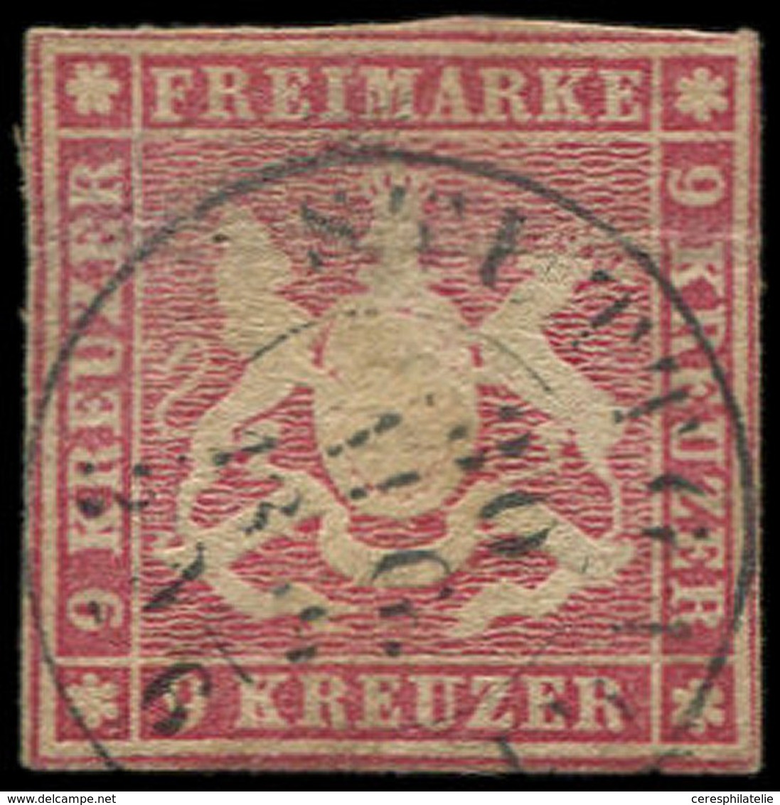 ALLEMAGNE (ANCIENS ETATS) WURTEMBERG 9 : 9k. Rose, Oblitéré, TB - Autres & Non Classés