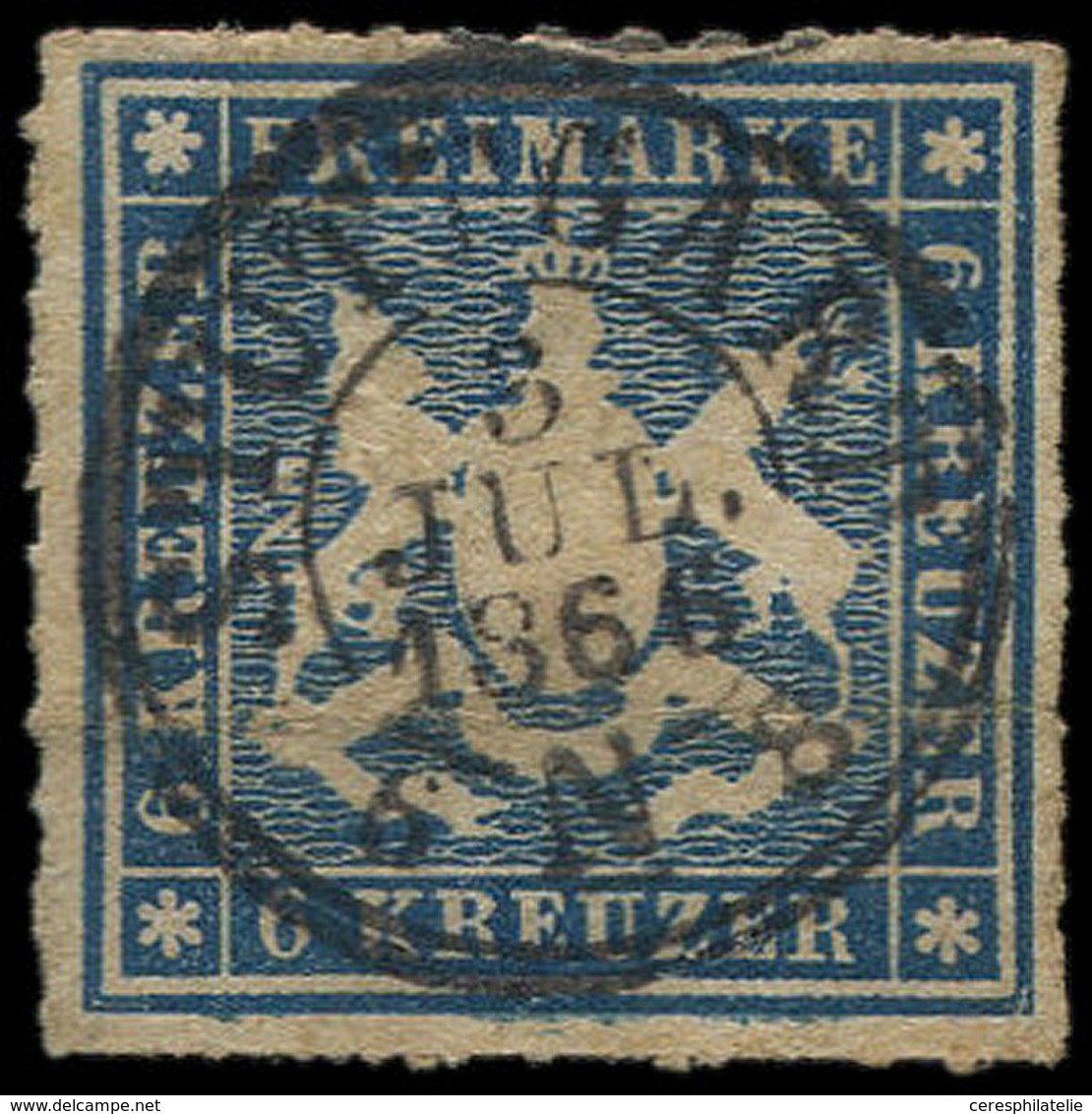 ALLEMAGNE (ANCIENS ETATS) WURTEMBERG 32 : 6k. Bleu, Obl., TB - Altri & Non Classificati