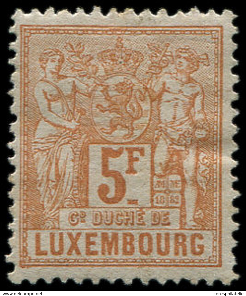 * LUXEMBOURG 58 : 5f. Jaune-brun, TB - 1852 Guglielmo III