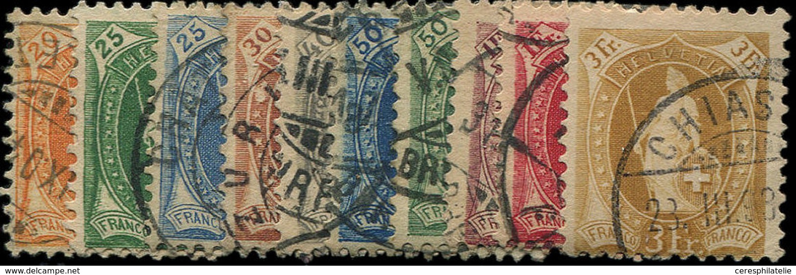 SUISSE 71/80 : Helvetia, La Série, Obl., TB - 1843-1852 Federal & Cantonal Stamps