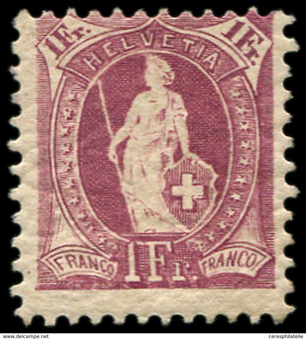 * SUISSE 78 : 1f. Lie De Vin, TB - 1843-1852 Federal & Cantonal Stamps