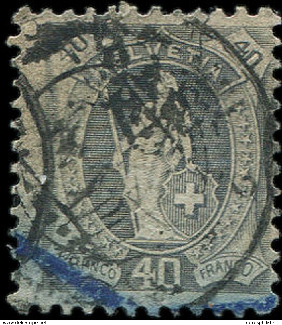 SUISSE 92 : 40c. Gris, Obl., Helvetia Debout, TB - 1843-1852 Kantonalmarken Und Bundesmarken
