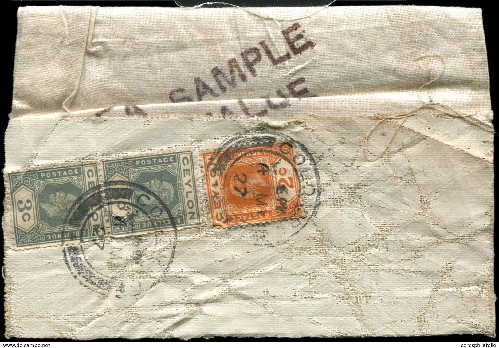 Let CEYLAN 203A Et 204, 2c. Et 3c. (2) Obl. COLOMBO S. Sac De THE, 1927, TB - Ceylon (...-1947)