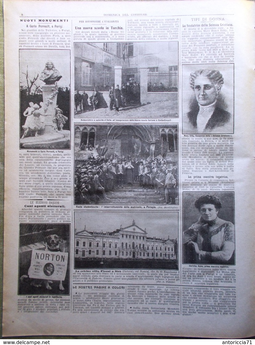 La Domenica Del Corriere 18 Dicembre 1910 Mary Baker Eddy Emmy Destinn Chartres - Altri & Non Classificati
