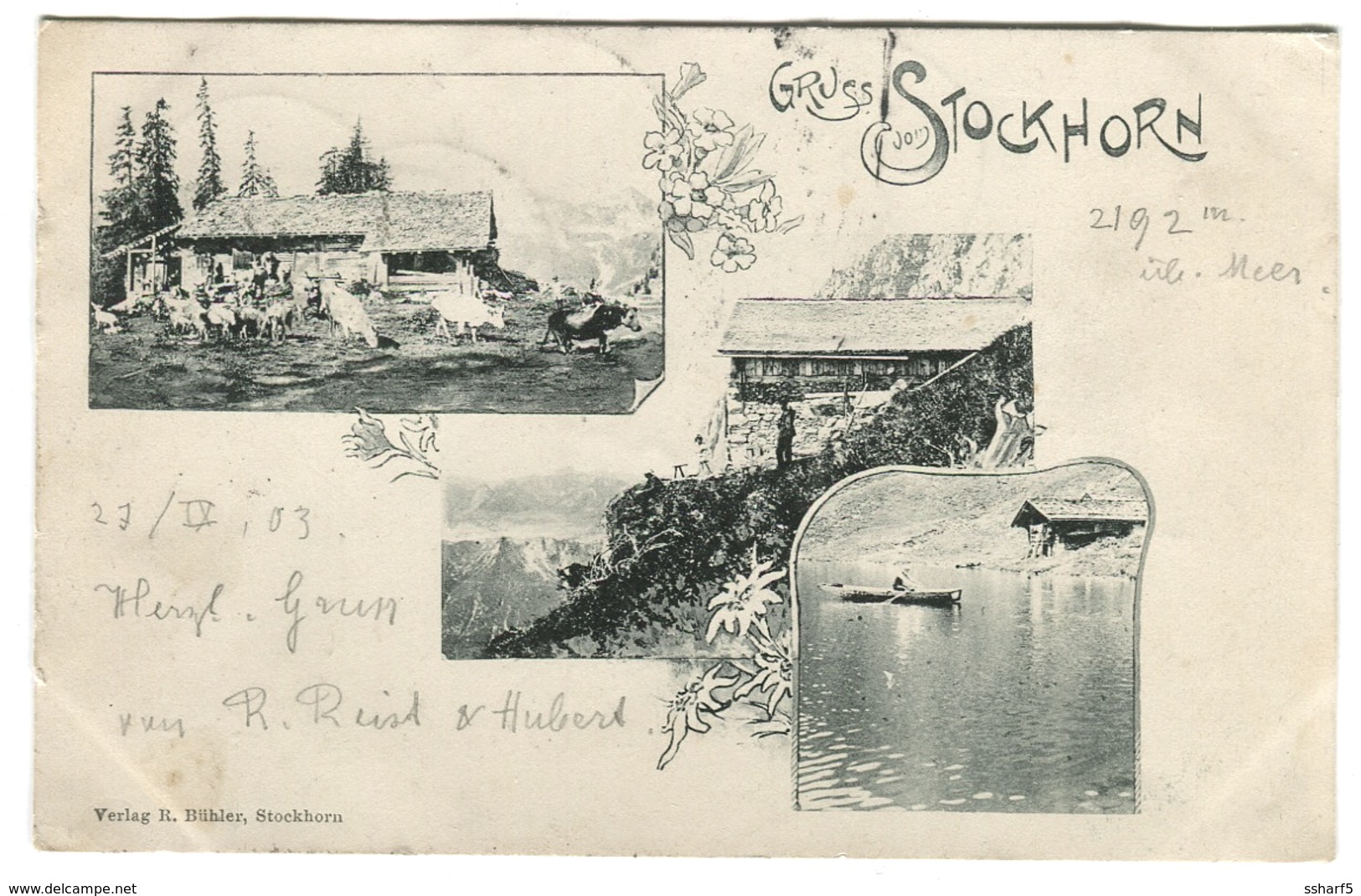 GRUSS AUS STOCKHORN SIMMENTHAL VERLAG R. BÜHLER 1903 Langstempel Stockhorn In Grün +'RINGOLDINGEN + Ambulant No 25 - Andere & Zonder Classificatie