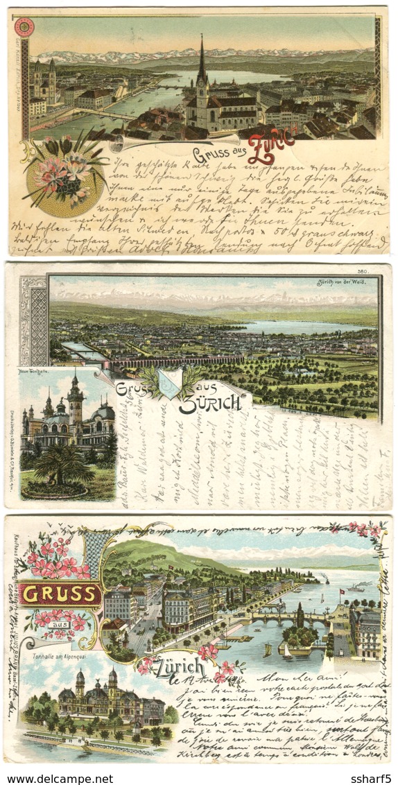 3 Gruss Aus ZÜRICH 1898-1902 Gute Frankatur, - Zürich