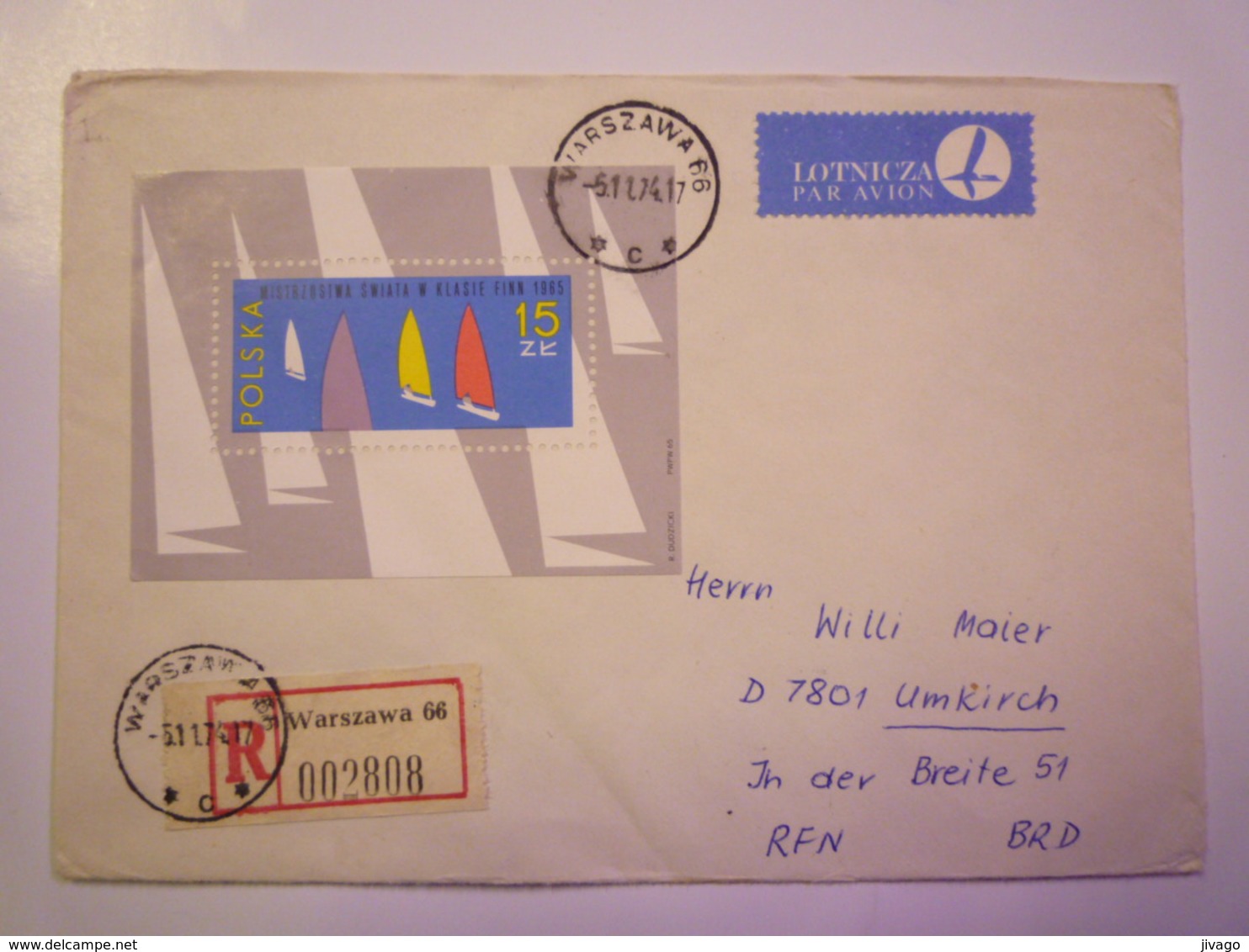 2019 (53)  LETTRE REC Au Départ De  WARSZAWA 66  à Destination De  UMKIRCH   1974   - Storia Postale