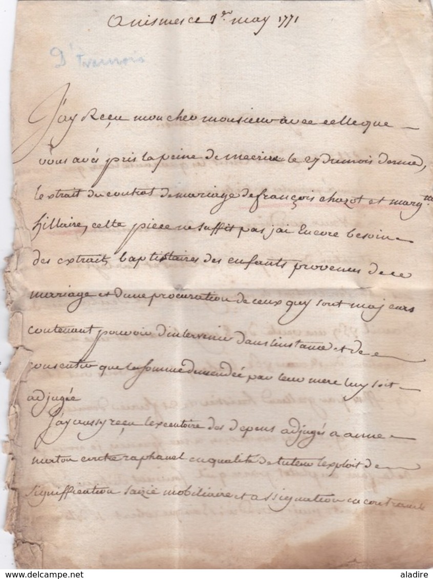 1771 - Marque Nimes, Gard Sur Lettre Avec Correspondance  De 3 Pages Vers Aubenas, Ardèche - Règne De Louis XV - 1701-1800: Précurseurs XVIII