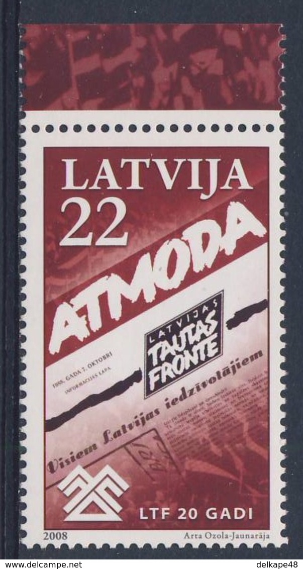 Lettland Latvia Latvija 2008 Mi 742 ** Newspaper "Atmoda"  Of Latvian Popular Front / Zeitung Lettischen Volksfront - Letonia