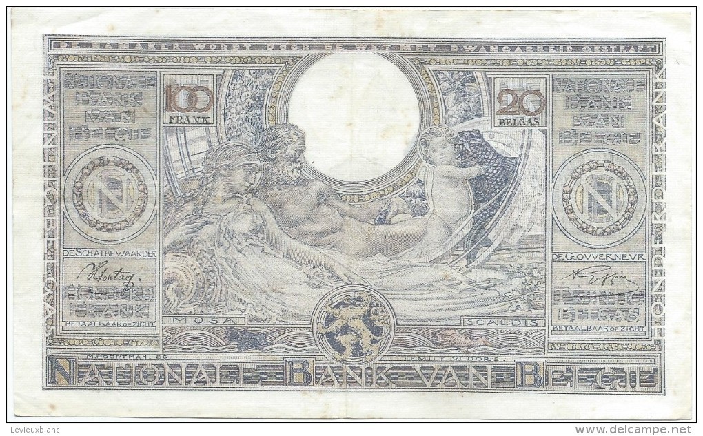 Banque Nationale De Belgique/ 100 Francs - 20 Belgas/ 1938       BILL137ter - 100 Franchi & 100 Franchi-20 Belgas