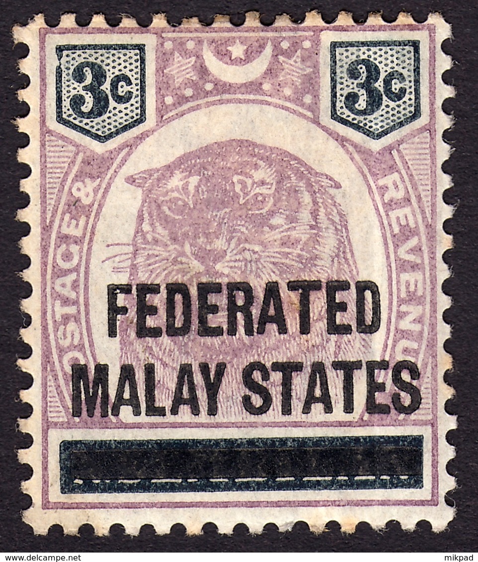 FMS 1900 O/p On N Sembilan 3 C SG 3 - Mint Previously Hinged - Federated Malay States