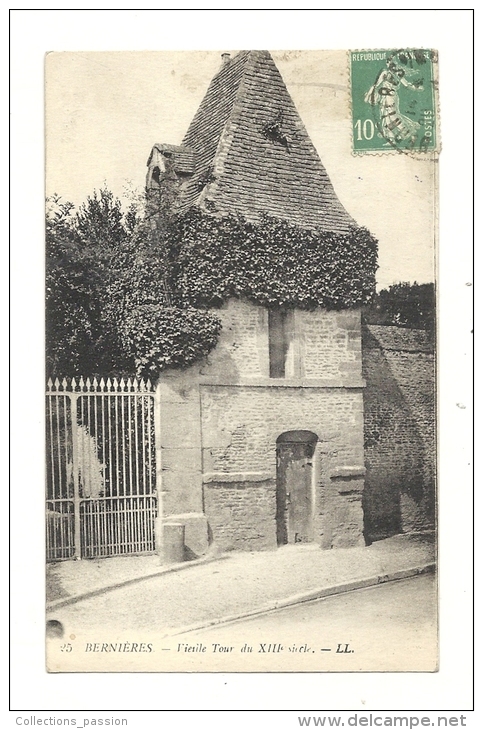 Cp, 14, Bernières, Vieille Tour Du XIIIè S., Voyagée 1925 - Sonstige & Ohne Zuordnung