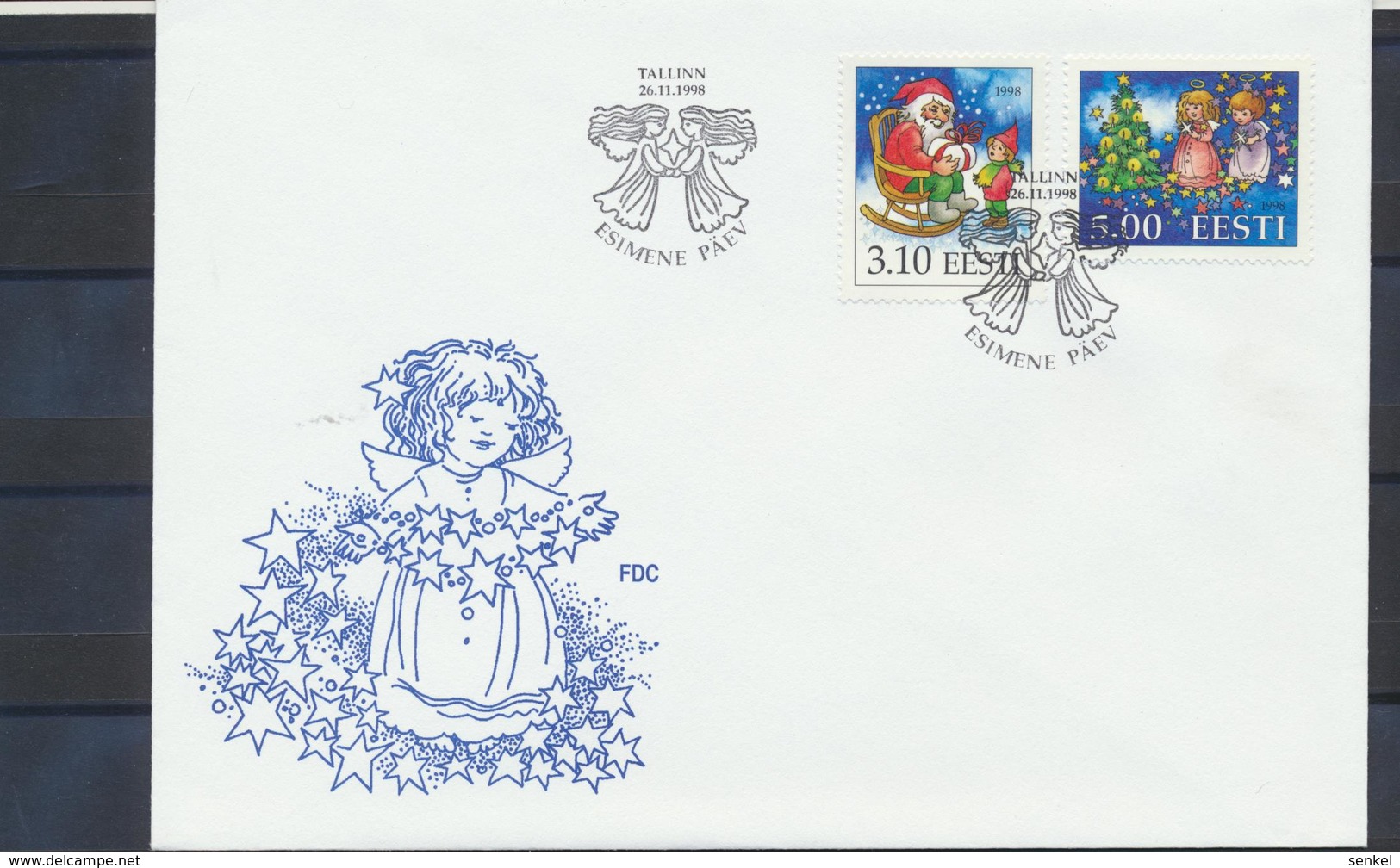 58-151 Estonia Christmas FDC Tallinn Letter 26.11.1998 Mi 336-337 - Estonie