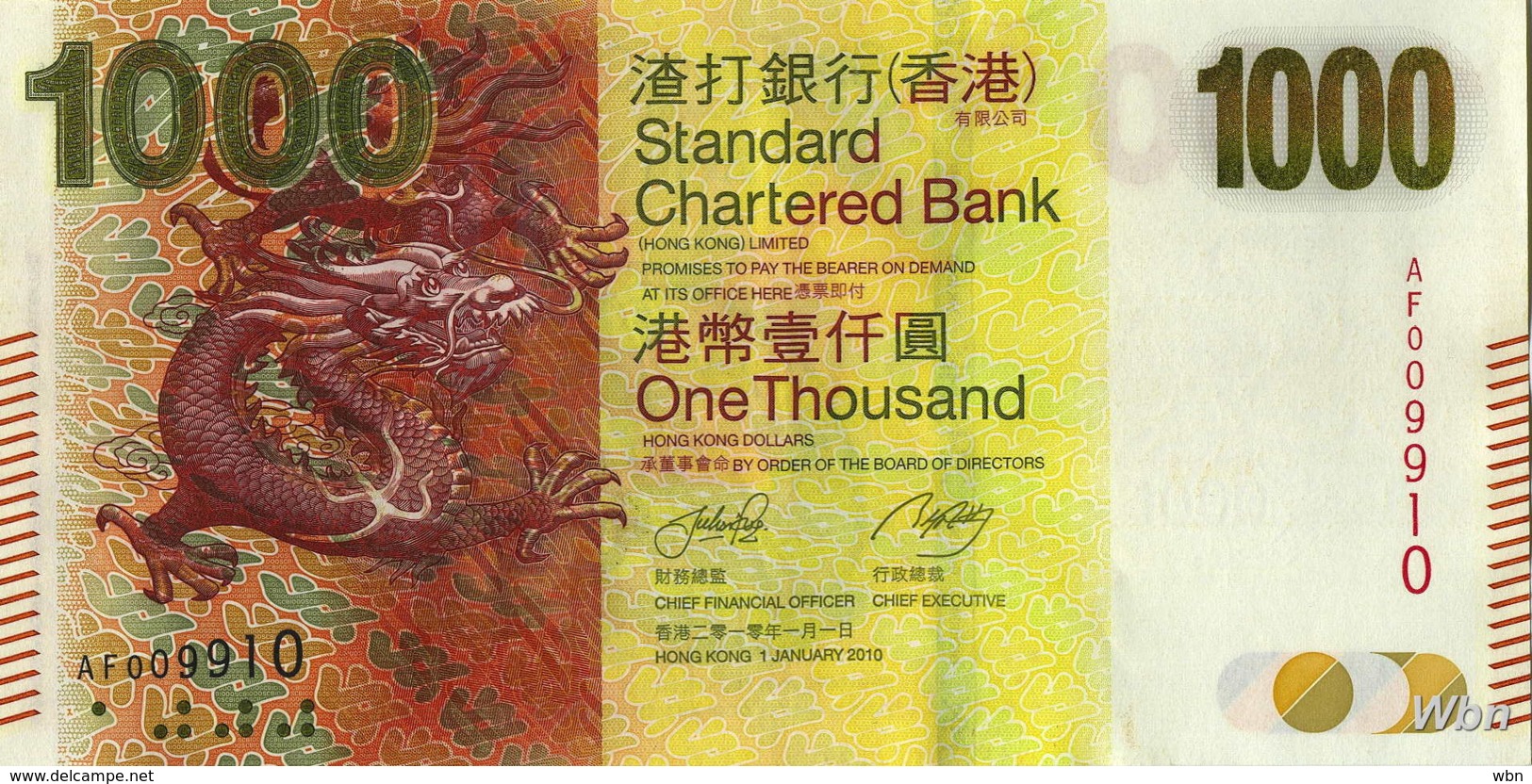 Hong Kong (SCB) 1000 HK$ (P301) 2010 -UNC - - Hong Kong