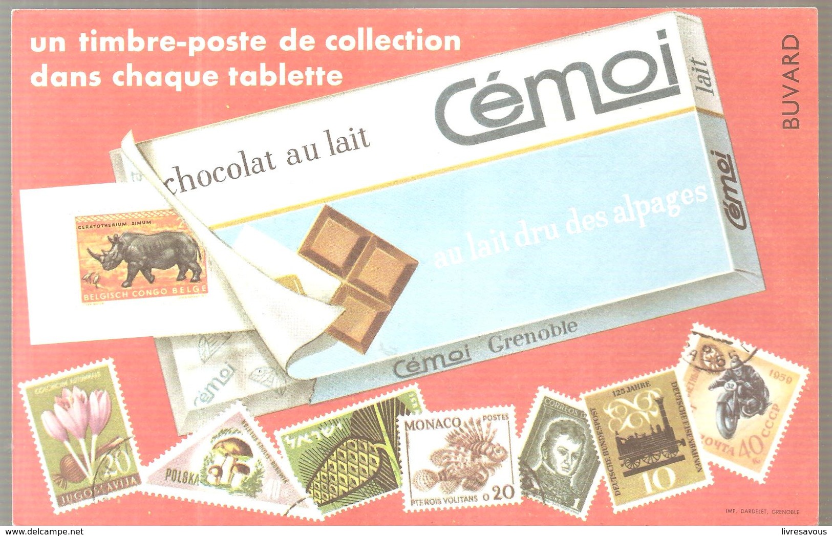 Buvard Cémoi Chocolat Cémoi Un Timbre-poste Dans Chaque Tablette - Chocolat