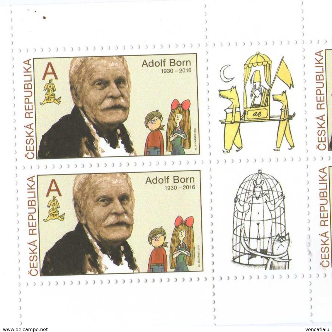 Year  2019 - Ilustrator And Artist Adolf Born,  2 Same Stamp With Different Cupons From BKL ( Booklet ) ,. MNH - Neufs