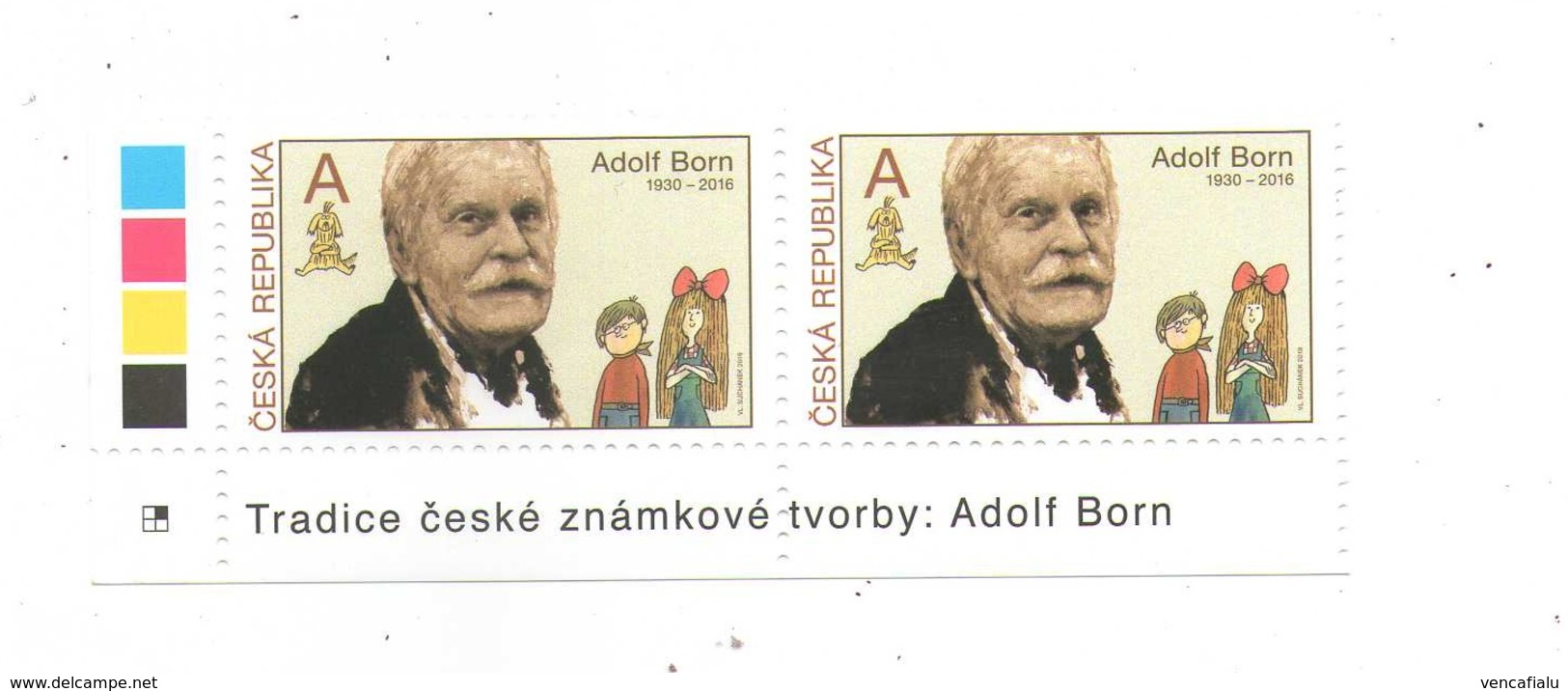 Year  2019 - Ilustrator And Artist Adolf Born,  1 Stamp With Color Test And Text In Edges, MNH - Neufs