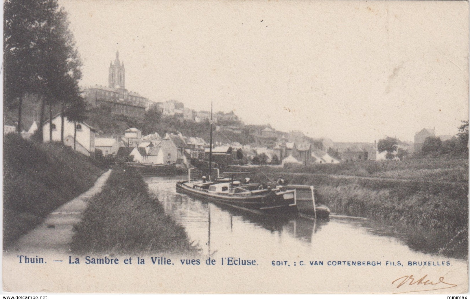 Thuin - La Sambre Et La Ville , Vues De L'Eglise - 1902 - Thuin