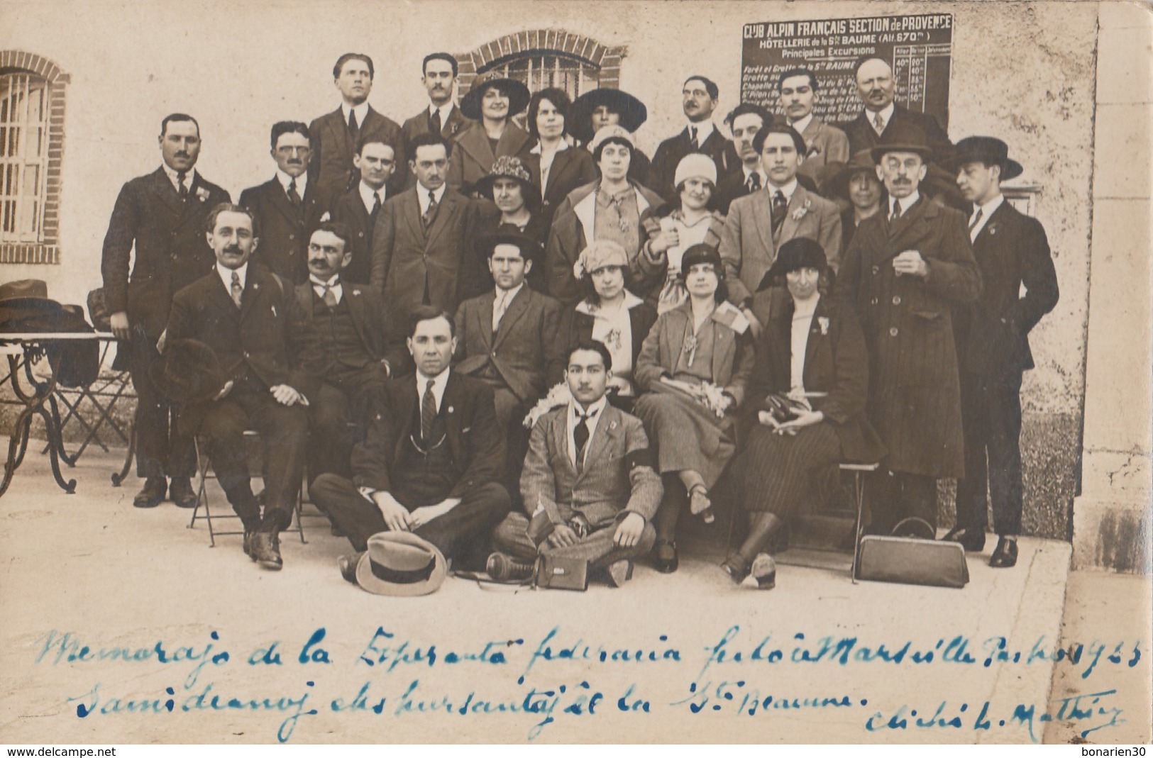 CARTE-PHOTO 13 MARSEILLE ESPERANTO GROUPE A LA STE BAUME - Non Classés