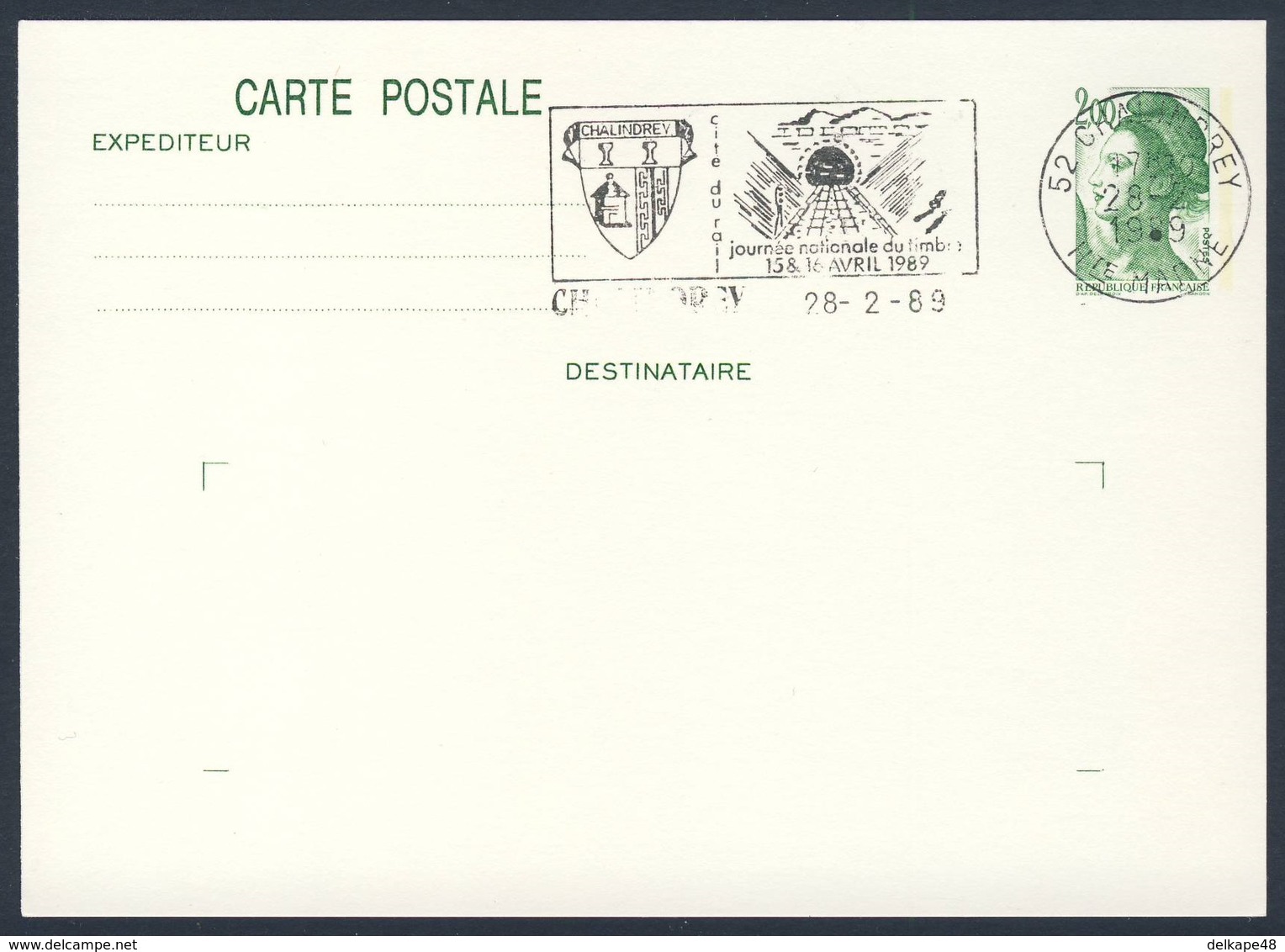 France Rep. Française 1989 Card Karte Carte - Chalindrey, Cite Du Rail - Rails Dans Armoiries / Schienen Im Wappen - Trains