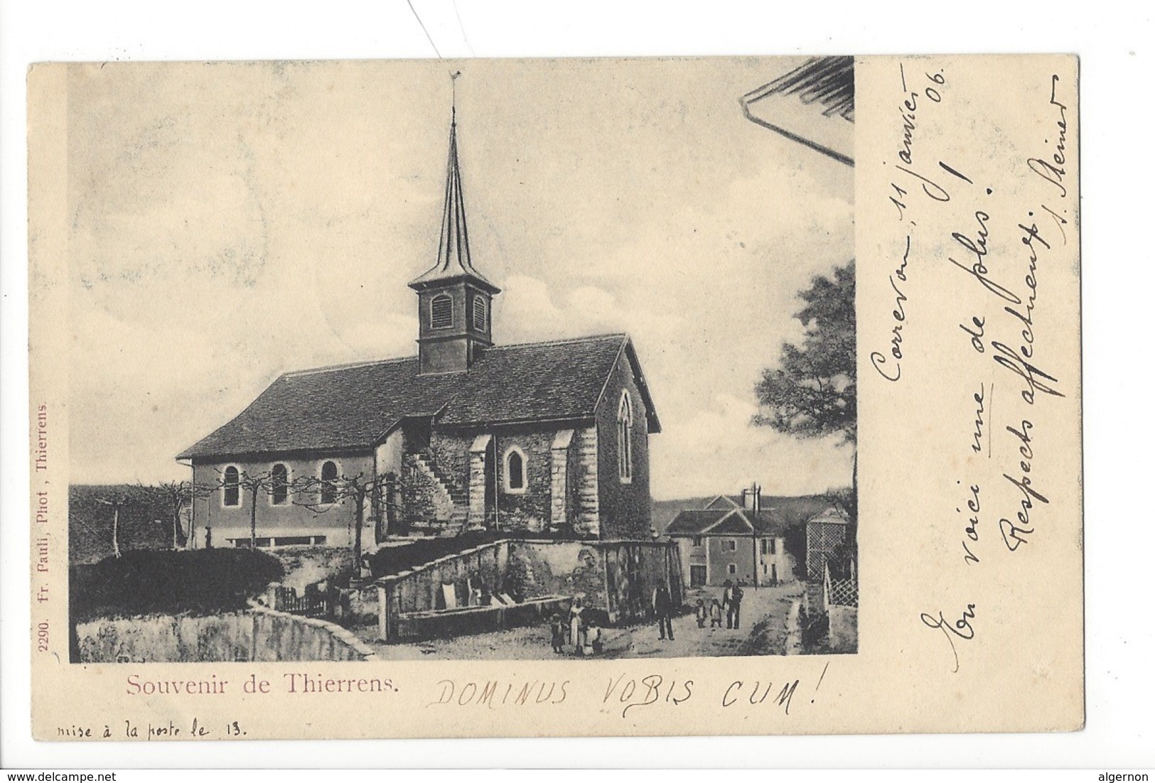 21363 - Souvenir De Thierrens  Eglise Cachet Correvon 1906 - Thierrens