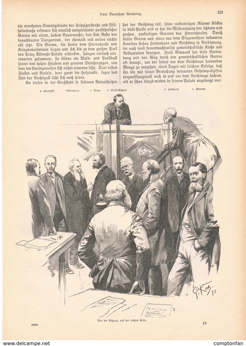 A102 171 Deutscher Reichstag 1 Artikel Mit 15 Bildern Von 1893 !! - Politique Contemporaine