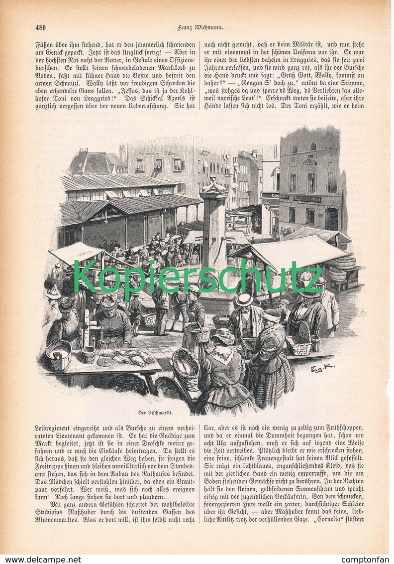 174 Marktleben In München Viktualienmarkt 1 Artikel Mit 9 Bildern Von 1894 !! - Historische Dokumente