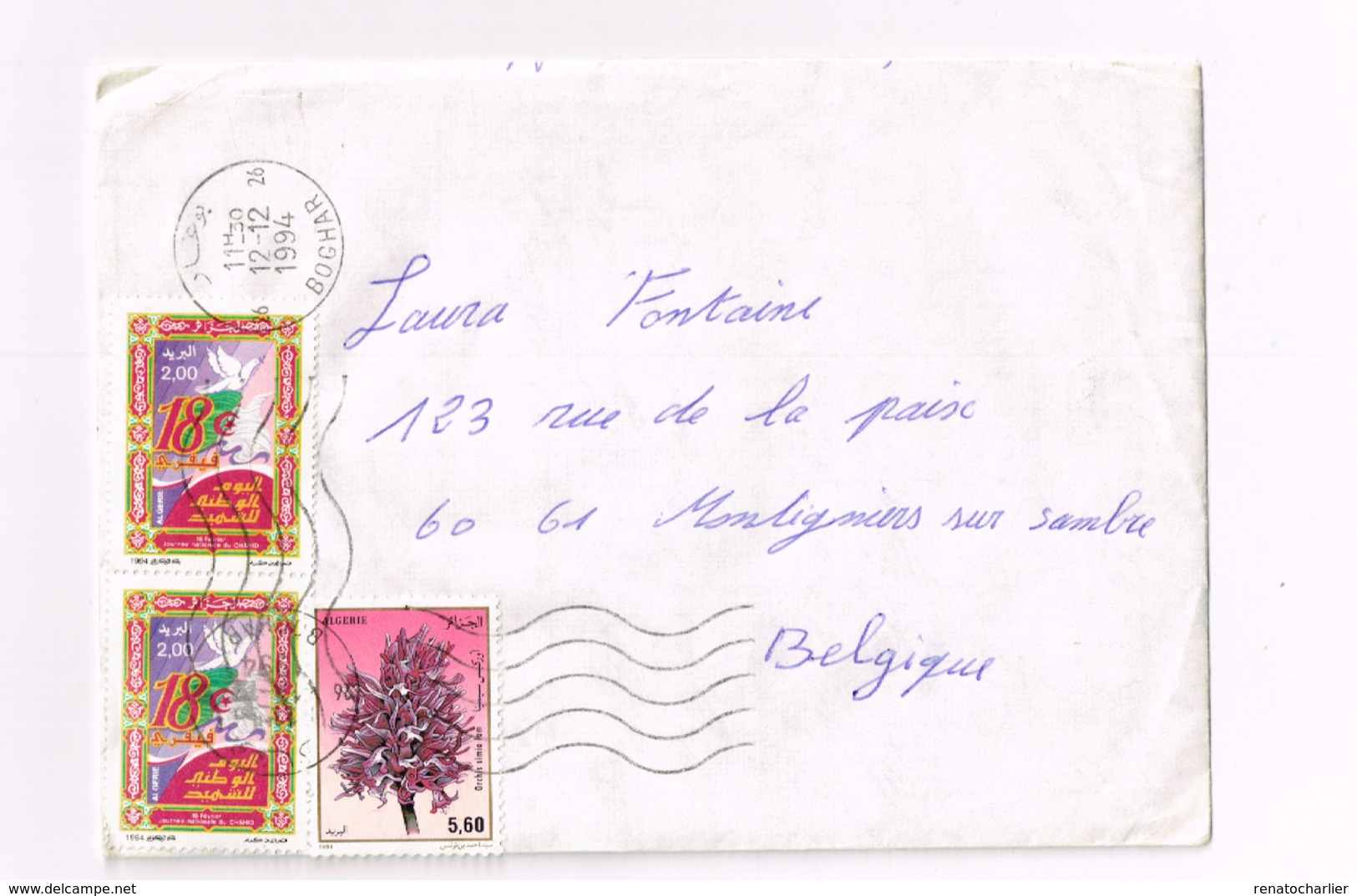 Lettre De Boghar à Montignies-sur-Sambre. - Algerien (1962-...)