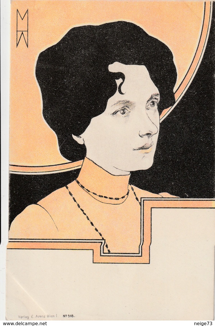 Carte Postale Ancienne - Illustrateur Art Nouveau - Portrait De Femme - N°518 - Vers 1900 - Wien - Autres & Non Classés