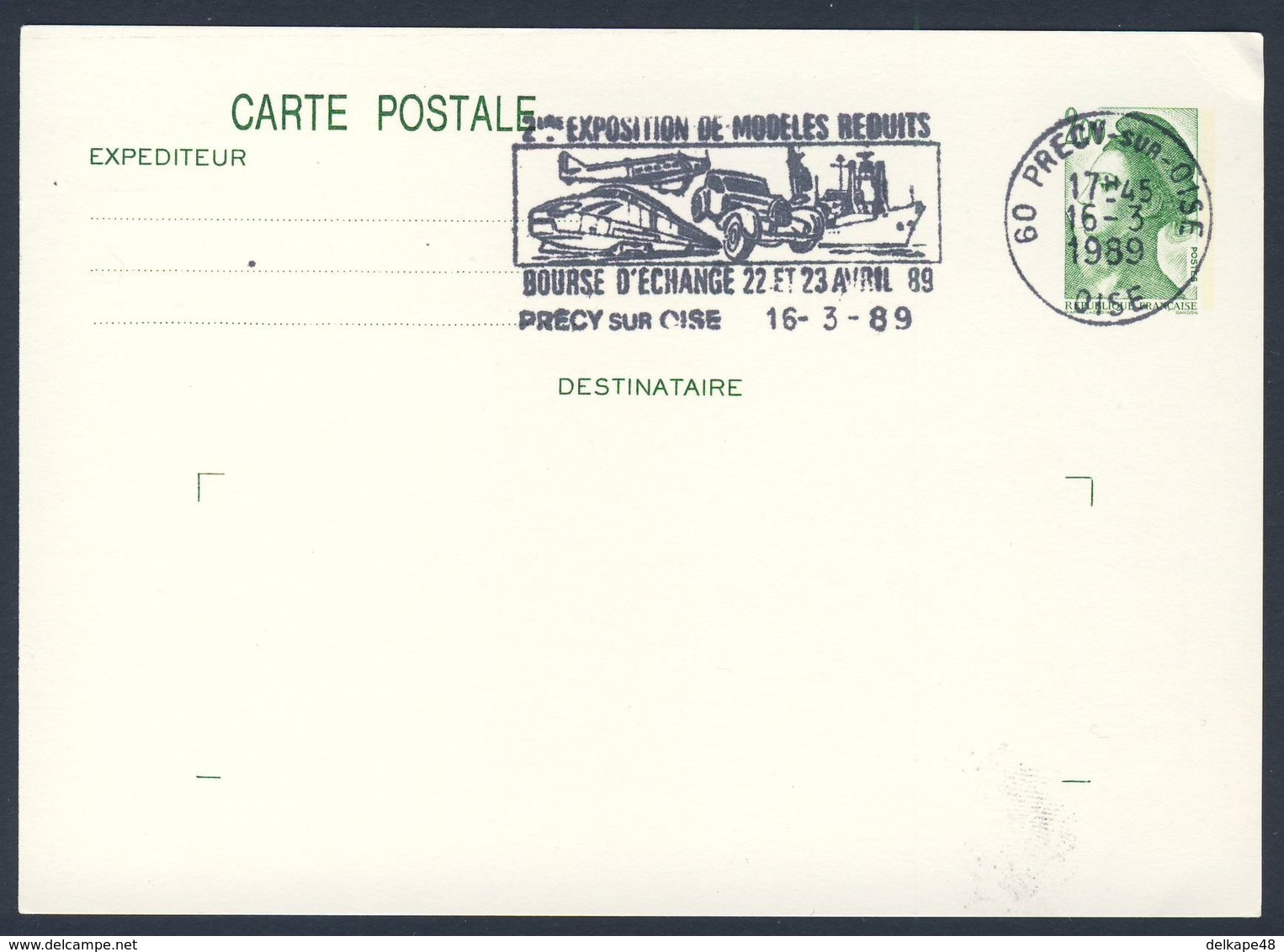 France Rep. Française 1989 Card Karte Carte - 2e Exp. Modeles Reduits, Bourse D'Echange, Précy Sur Oise / Ausstellung - Eisenbahnen