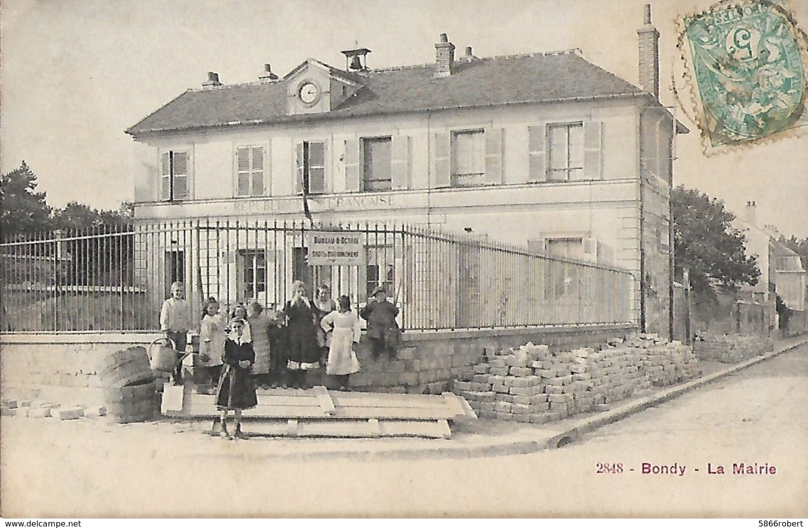 CARTE POSTALE ORIGINALE ANCIENNE : BONDY LA MAIRIE ANIMEE SEINE SAINT DENIS (93) - Bondy