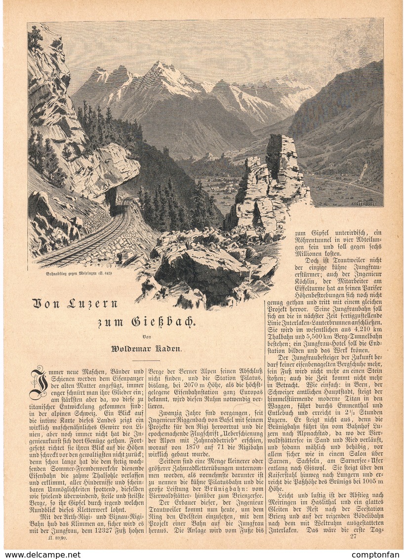 A102 181 Schweiz Luzern Gießbach Meiringen Sarnen 1 Artikel Mit 19 Bildern Von 1890 !! - Sonstige & Ohne Zuordnung