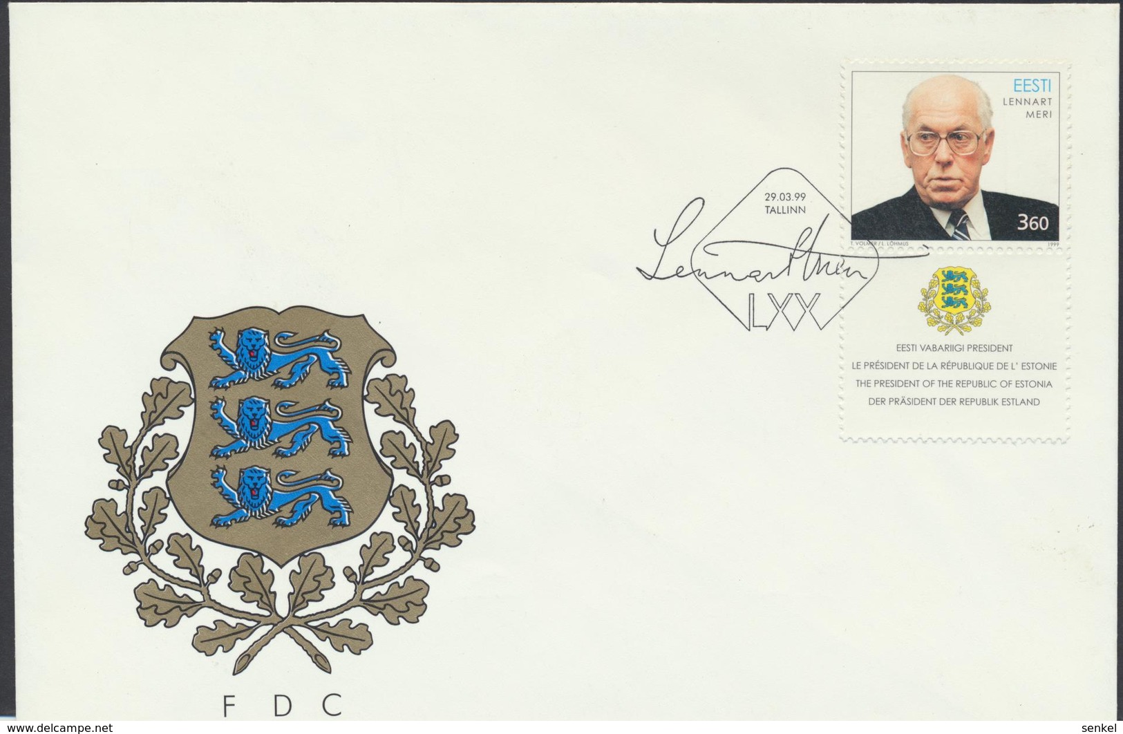 58-182 Estonia President Meri FDC  29.03.1999 Mi 342 - Estonie