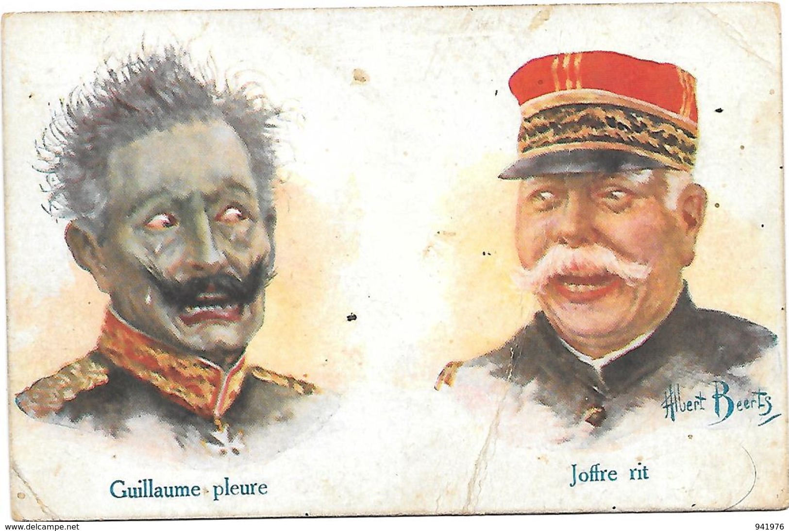 ILLUSTRATEUR ALBERT BERTS GUILLAUME PLEURE JOFFRE RIT PLI - Patriotiques