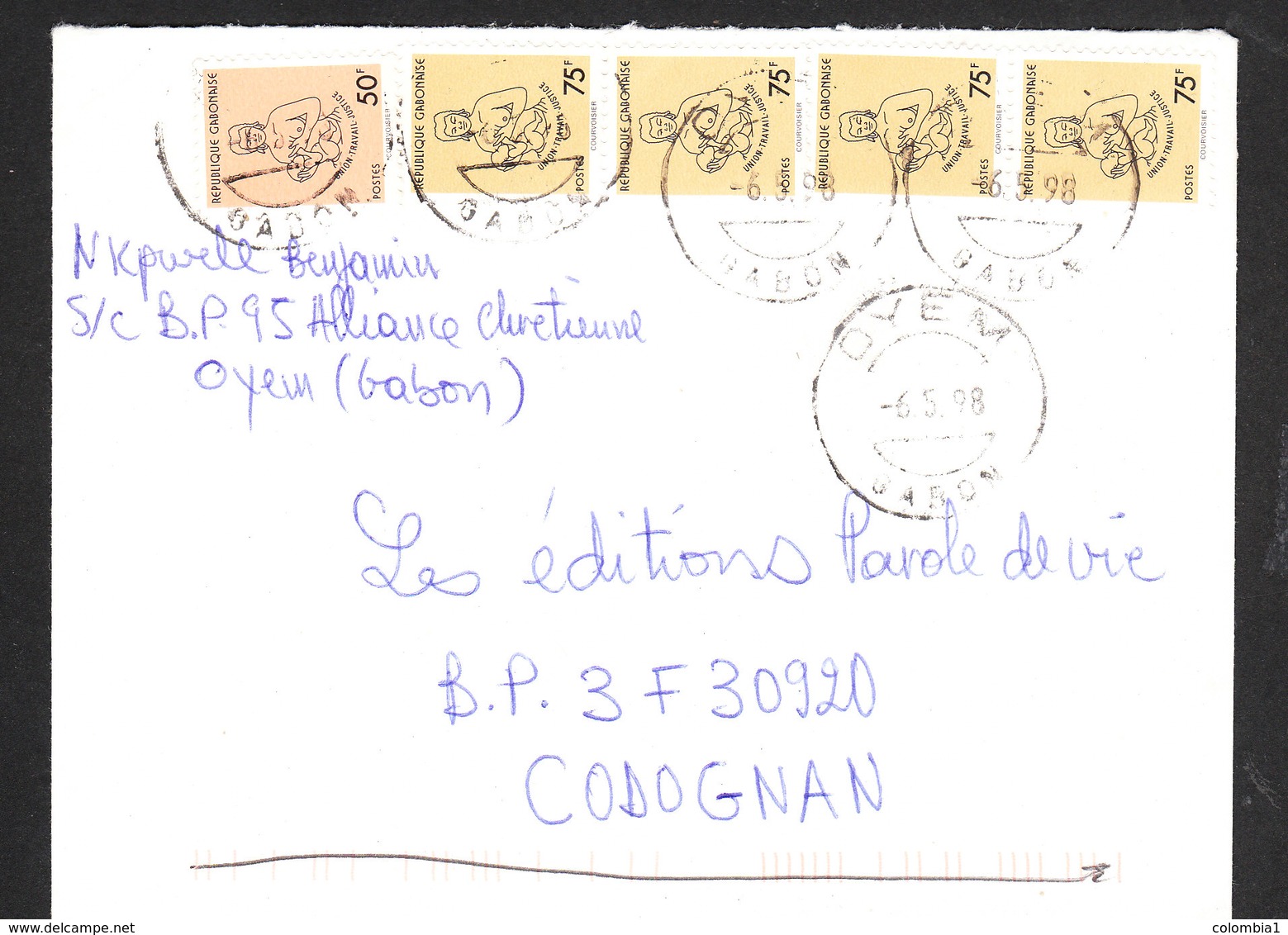 GABON Lettre  De OYEM Du 6 Mai 1998 Via Codognan - Gabon (1960-...)