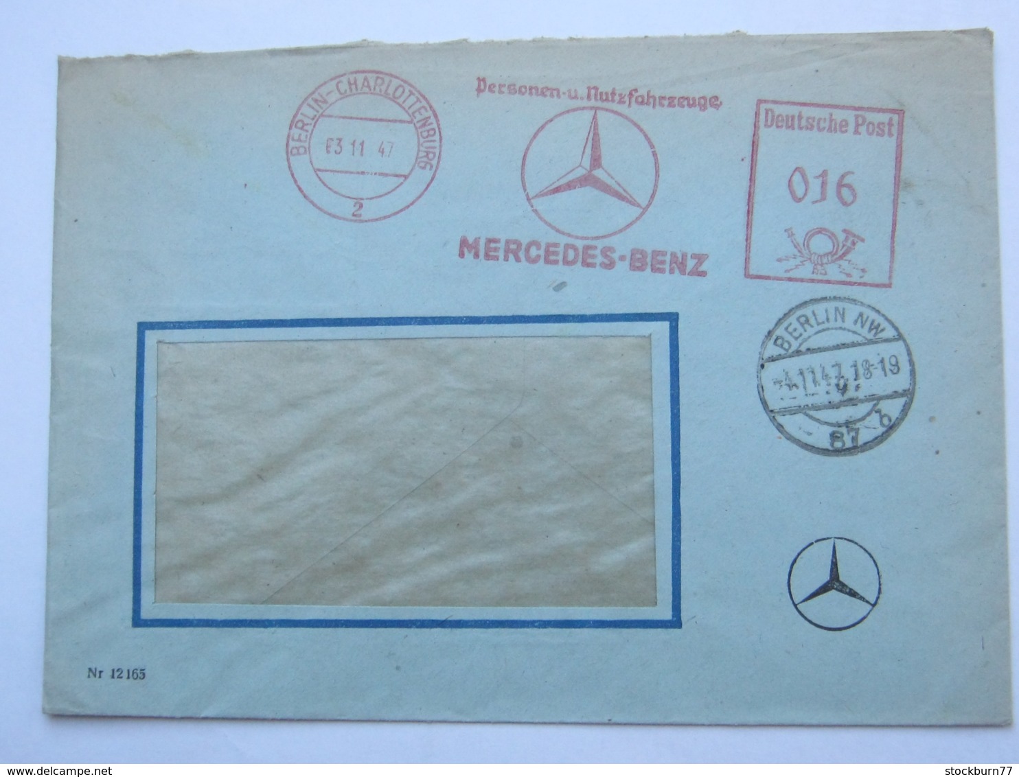 1947 , BERLIN - Mercedes PKW , KFZ, Firmen Freistempel  Auf Brief - Sonstige & Ohne Zuordnung