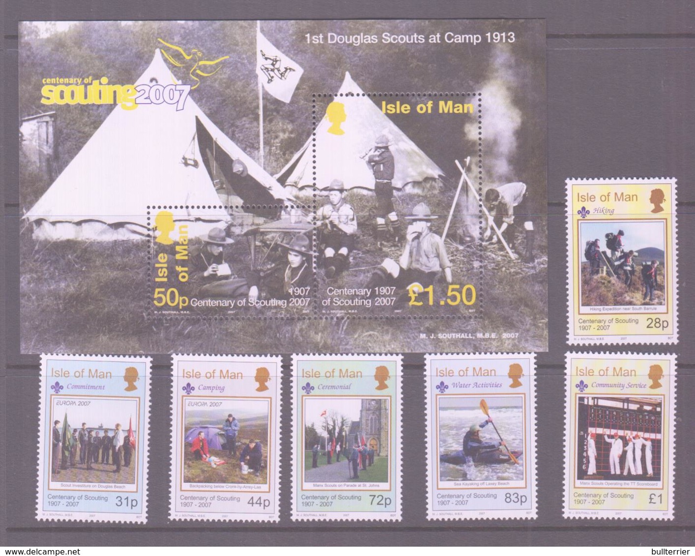 SCOUTS -  ISLE OF MAN - 2007 - EUROPA/ SCOUTS SET OF 6 = S/SHEET MNH, FACE VLUE ALONE £5.58 - Unused Stamps