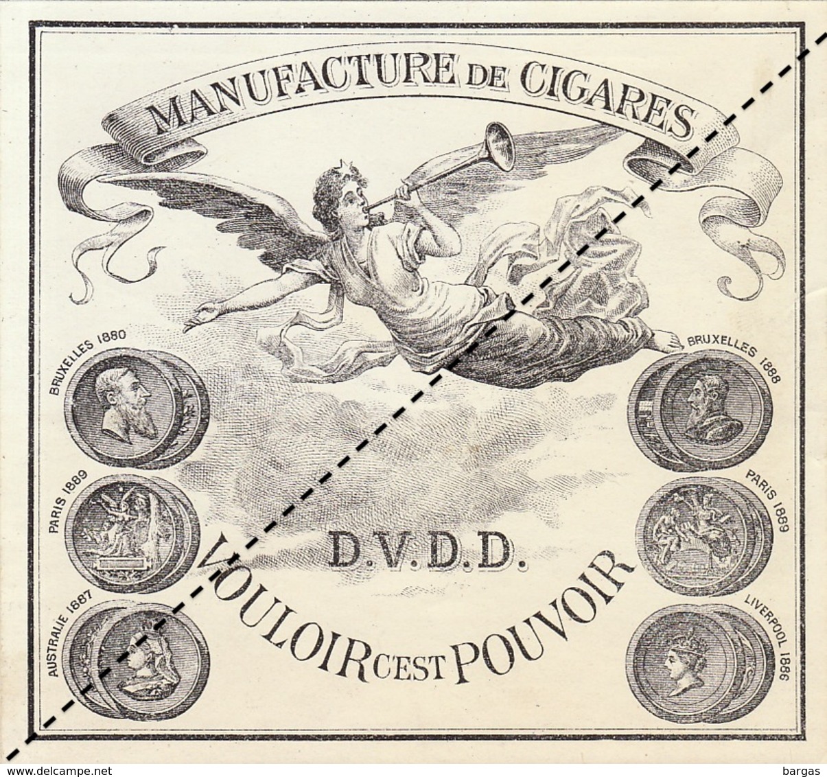 Fin 1800 étiquette Boite à Cigare AMIRAL GERVAIS - Etichette