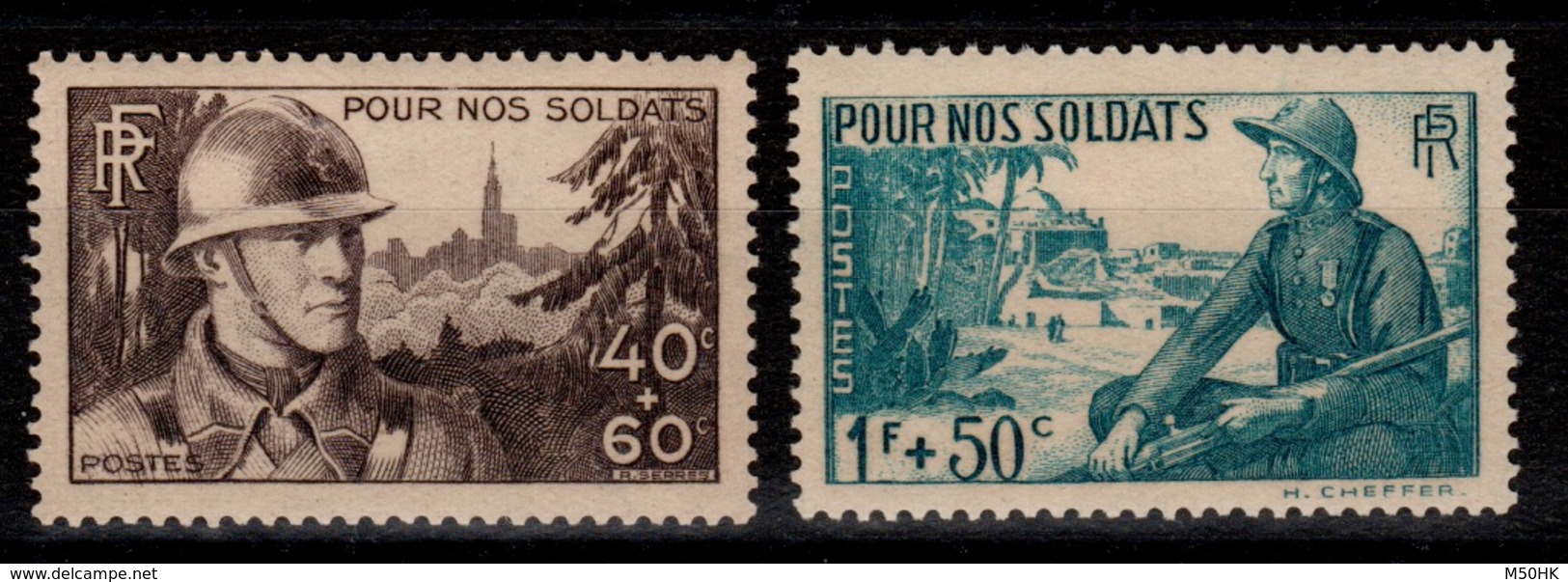 YV 451 / 452 N** Soldats Cote 12 Euros - Neufs