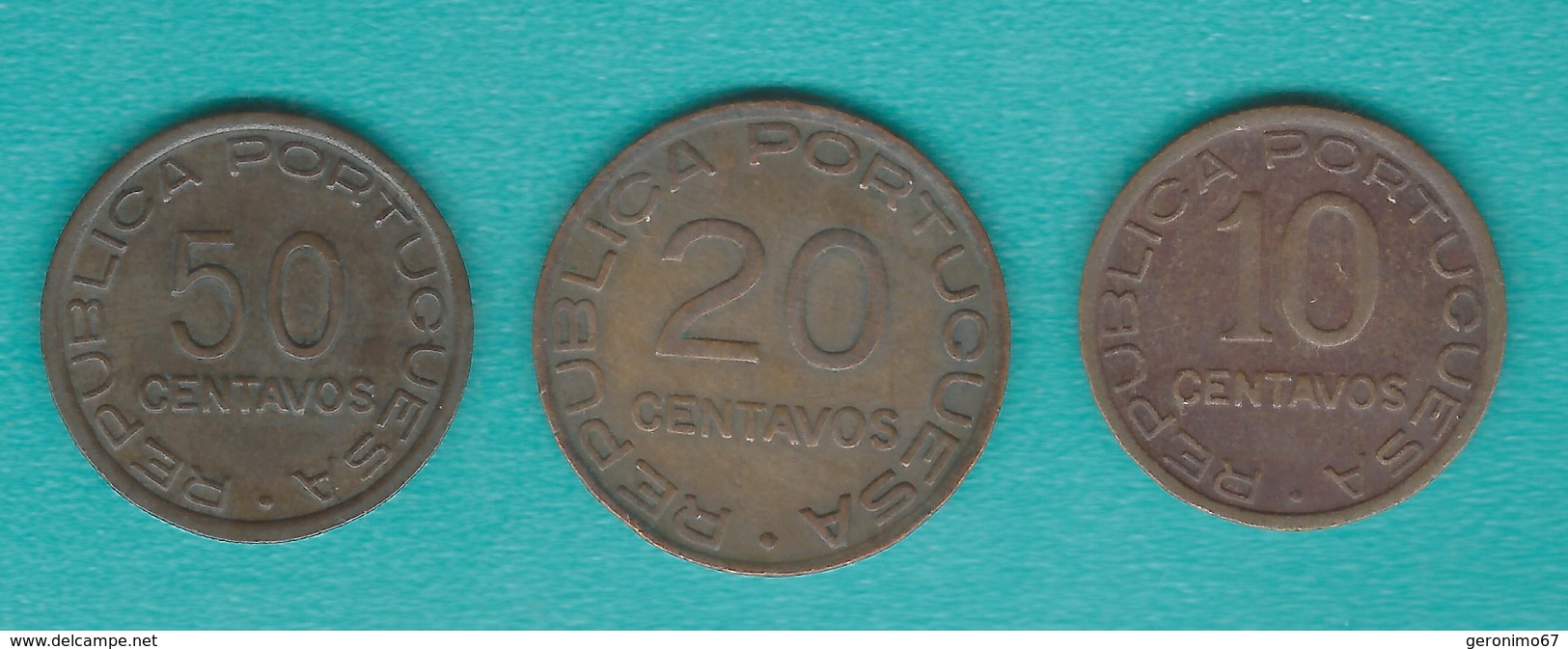 Mozambique - Portuguese Colony -  10 - 1942 (KM72); 20 - 1941 (KM71) & 50 Centavos (1945) KM73 - Mozambique