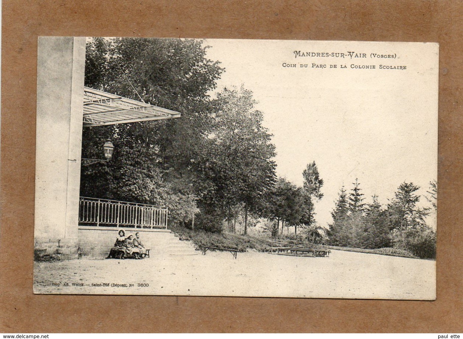 CPA - MANDRES-sur-VAIR (88) - Aspect Du Coin Du Parc De La Colonie Scolaire En 1904 - Ad. Weick - Autres & Non Classés