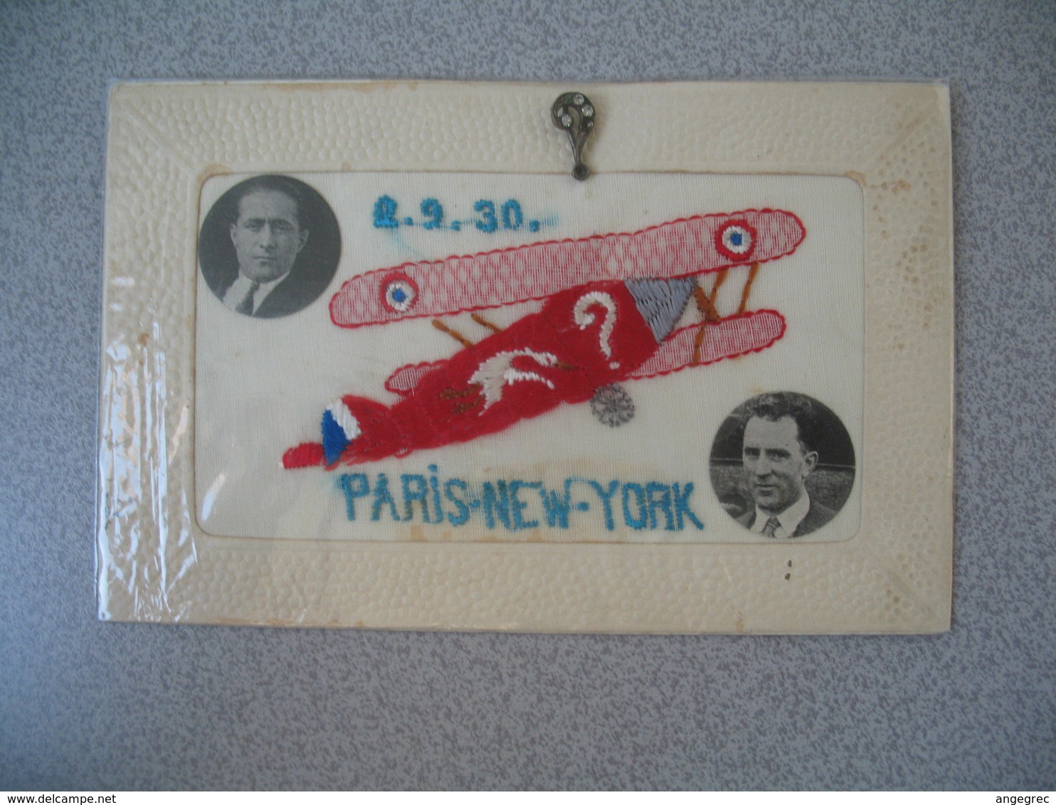 CPA Souvenir Photo Aviateurs Costes Et Bellonte Du 2/9/1930 Sur Avion Point D'Interrogation Paris New York - Autres & Non Classés