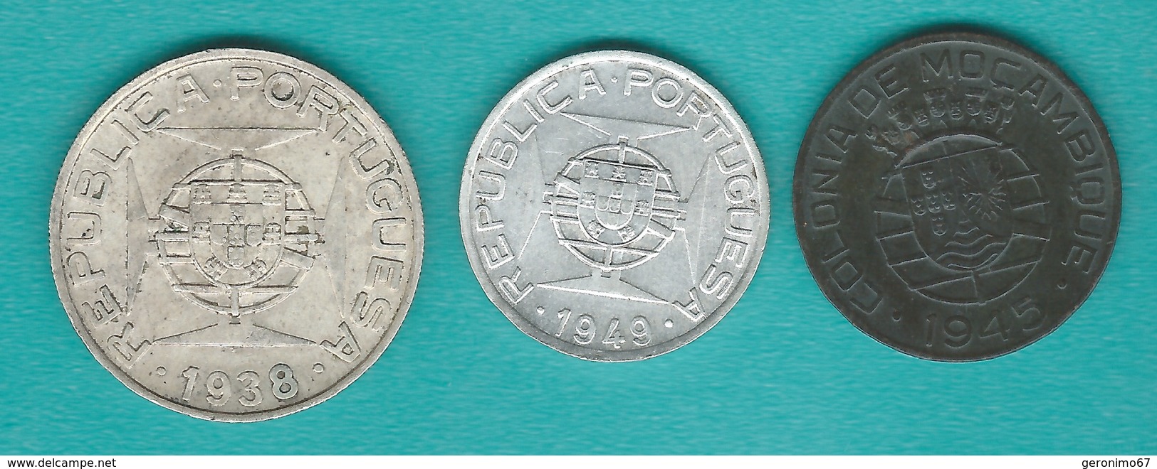Mozambique - Portuguese Colony - 1 (1945 - KM74) 5 (1949 - KM69) & 10 Escudos (1938 - KM70) - Mozambique