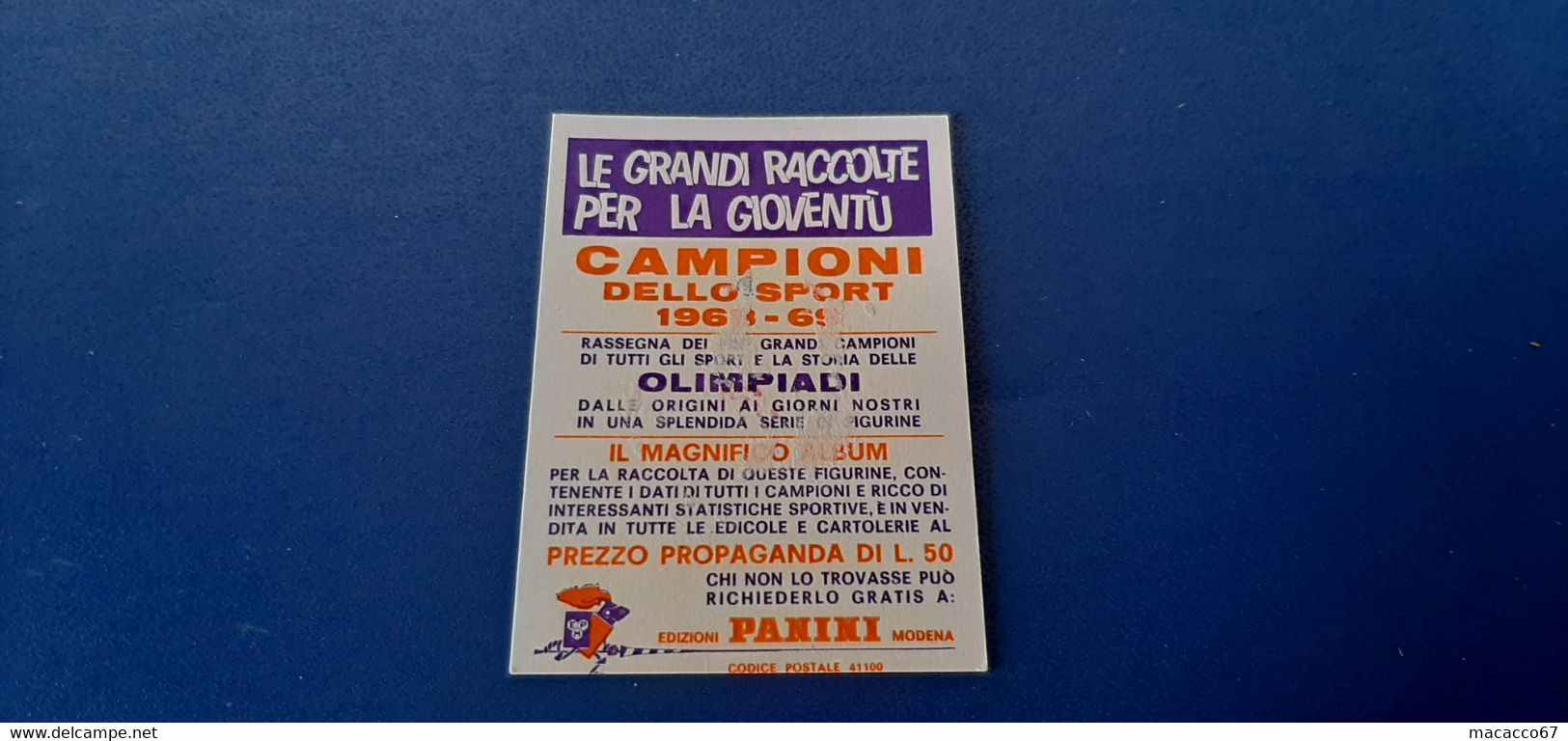 Figurina Panini Campioni Dello Sport 1968 - 421 Giorgio Zampori - Edizione Italiana