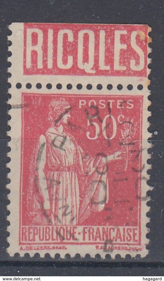 +D3230. France Advertising. RICQLES. Yvert 283 Type II. Braun 909. Cancelled - Other & Unclassified